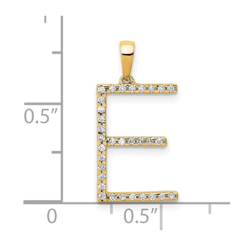 14K Yellow Gold Real Diamond Letter E Initial Pendant