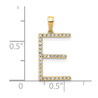 14K Yellow Gold Real Diamond Letter E Initial Pendant
