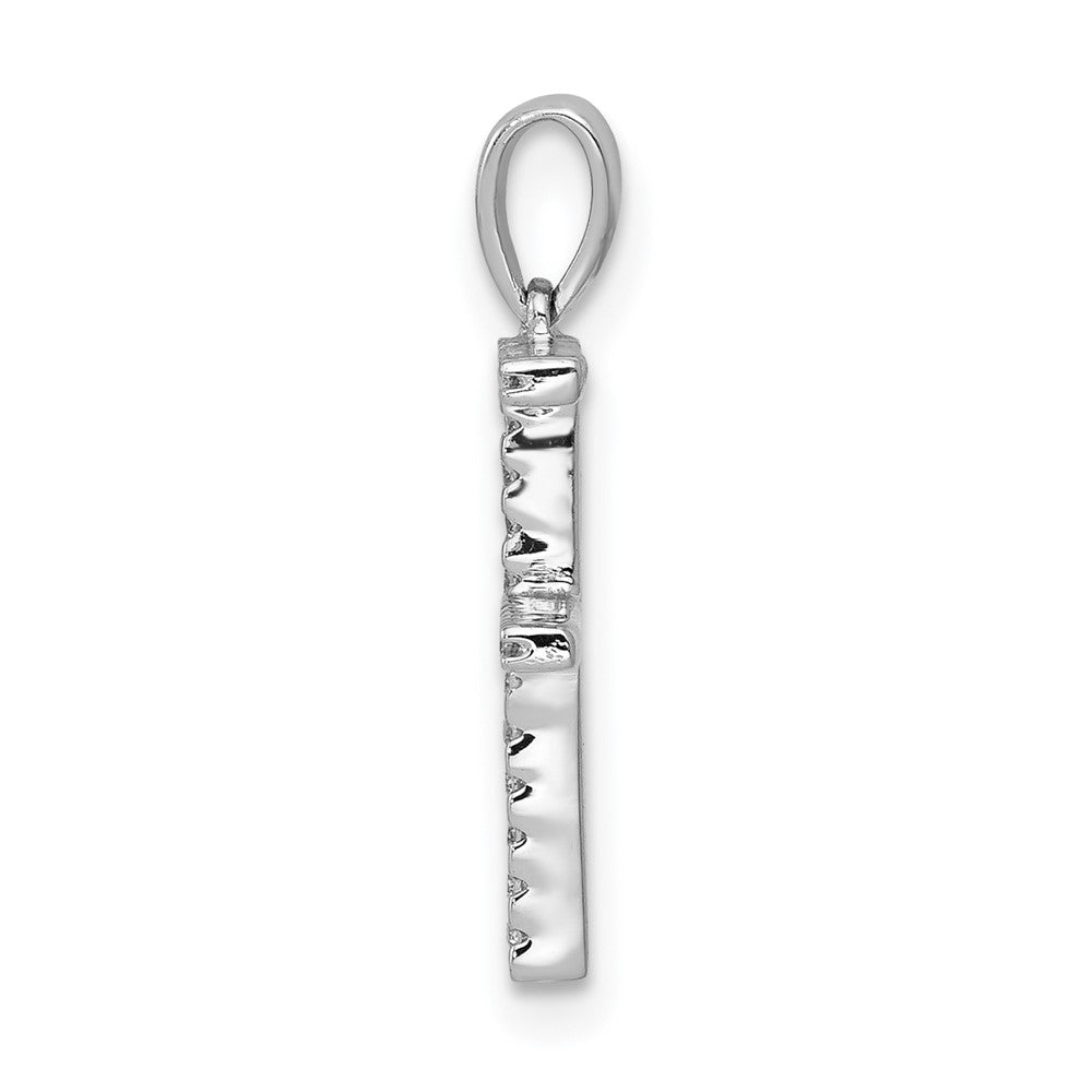 14K White Gold Real Diamond Letter F Initial Pendant