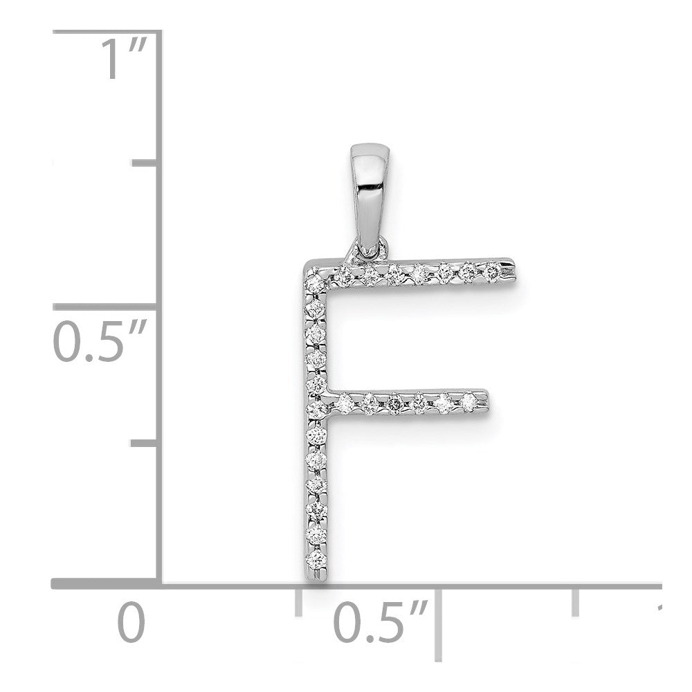 14K White Gold Real Diamond Letter F Initial Pendant