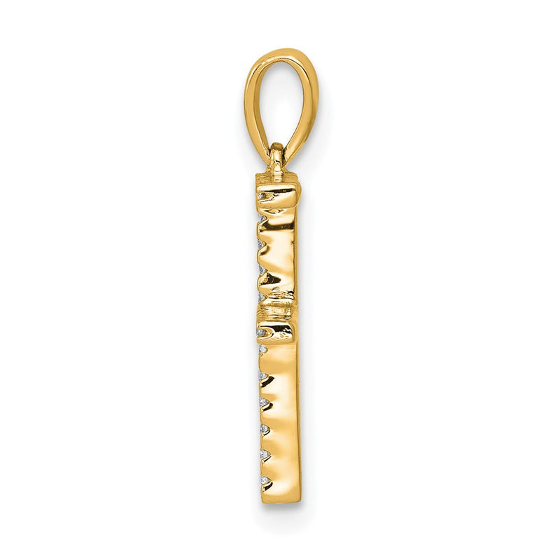 14K Yellow Gold Real Diamond Letter F Initial Pendant