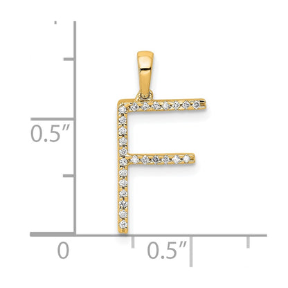 14K Yellow Gold Real Diamond Letter F Initial Pendant