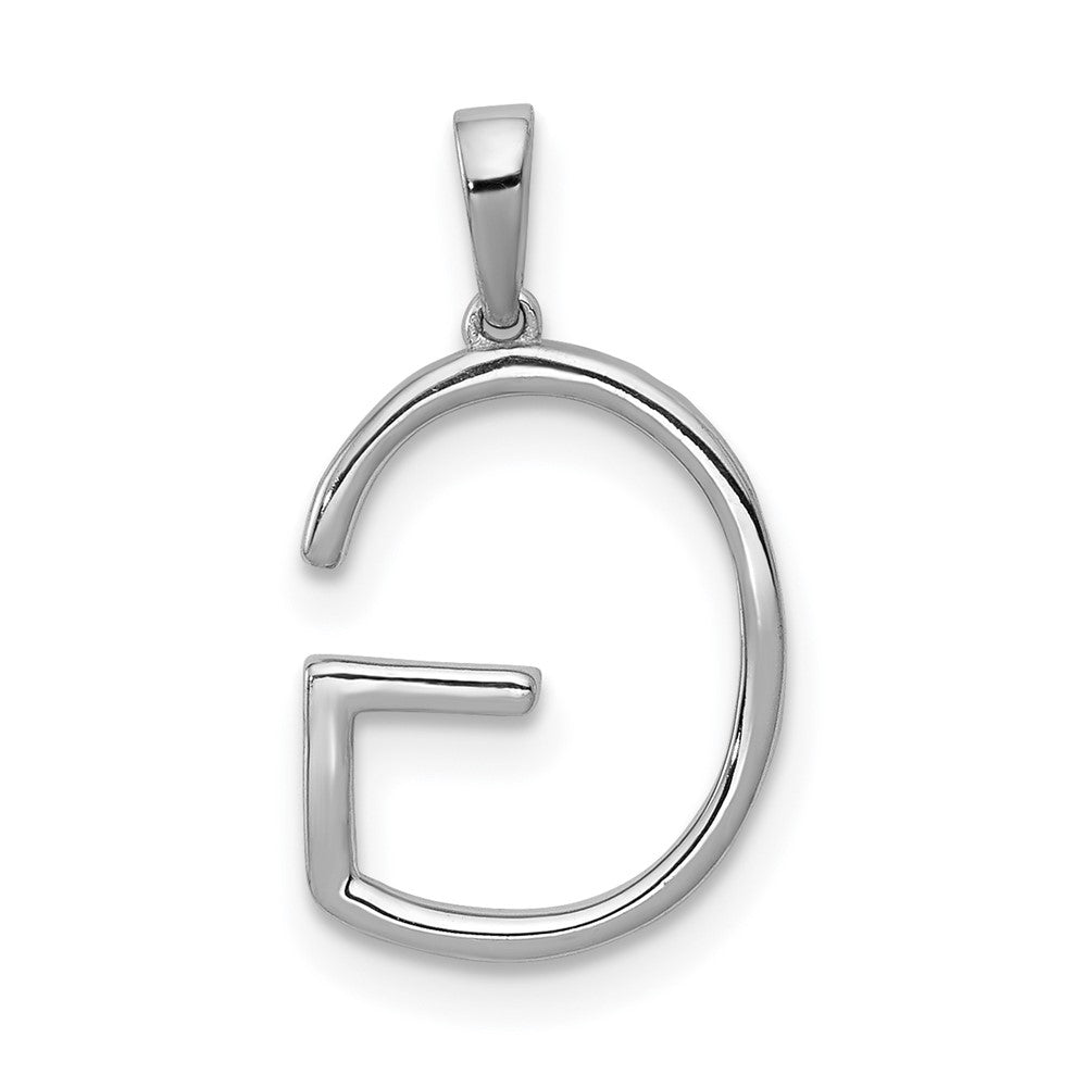 14K White Gold Real Diamond Letter G Initial Pendant