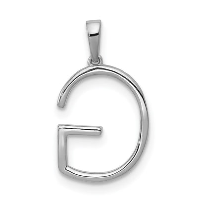 14K White Gold Real Diamond Letter G Initial Pendant