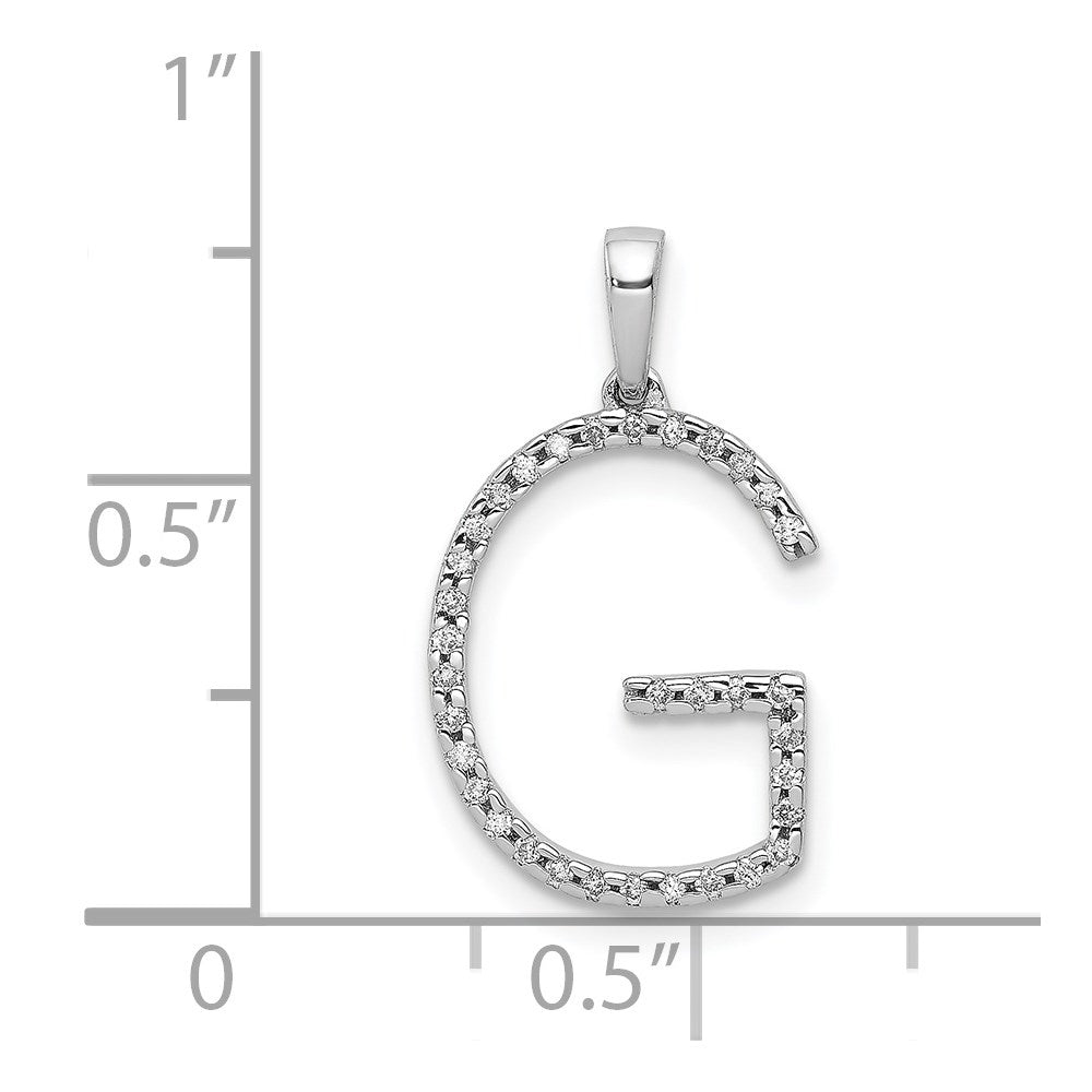 14K White Gold Real Diamond Letter G Initial Pendant
