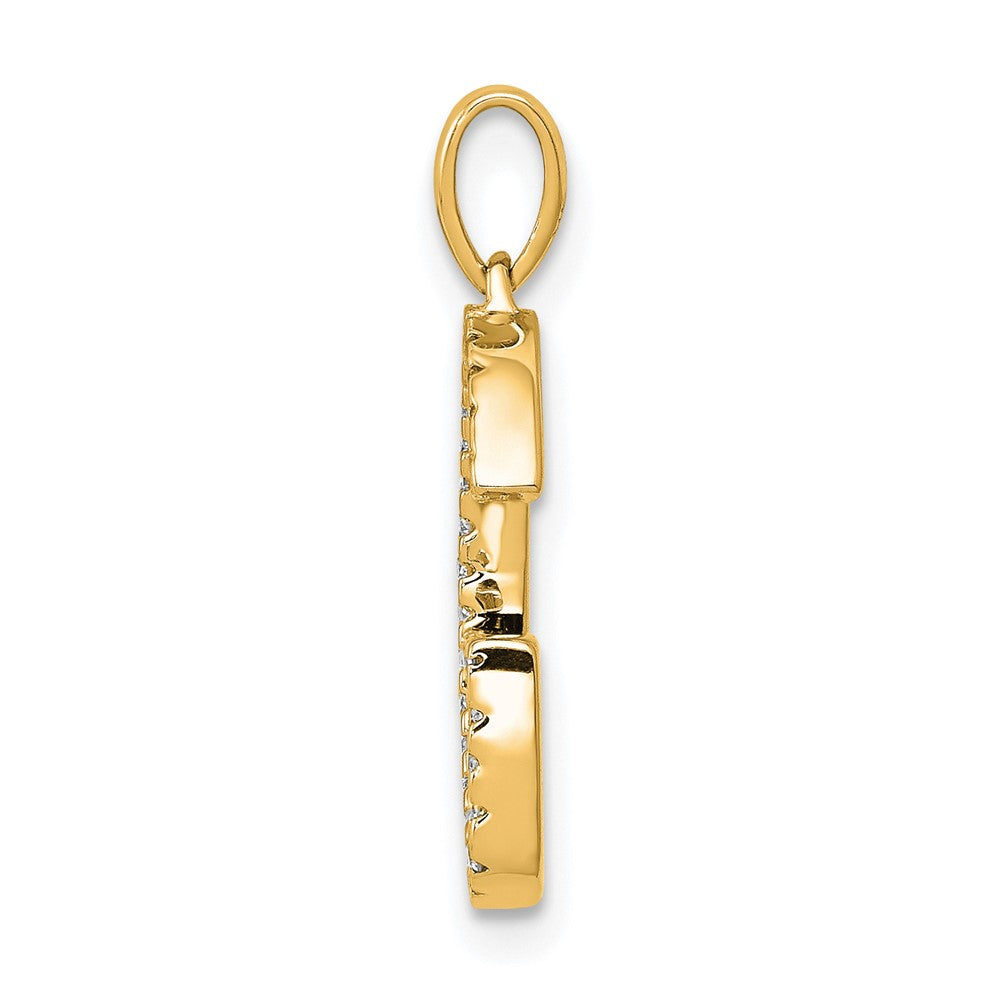 14K Yellow Gold Real Diamond Letter G Initial Pendant