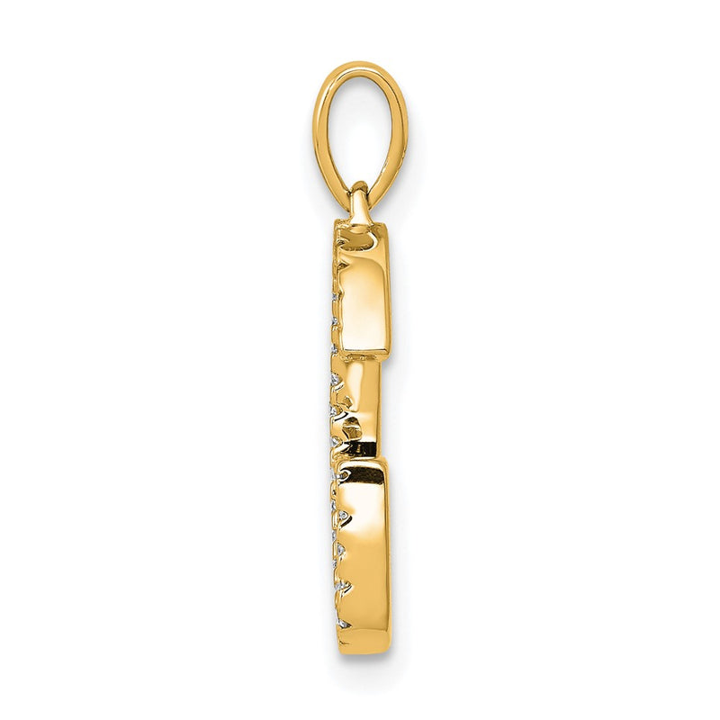 14K Yellow Gold Real Diamond Letter G Initial Pendant