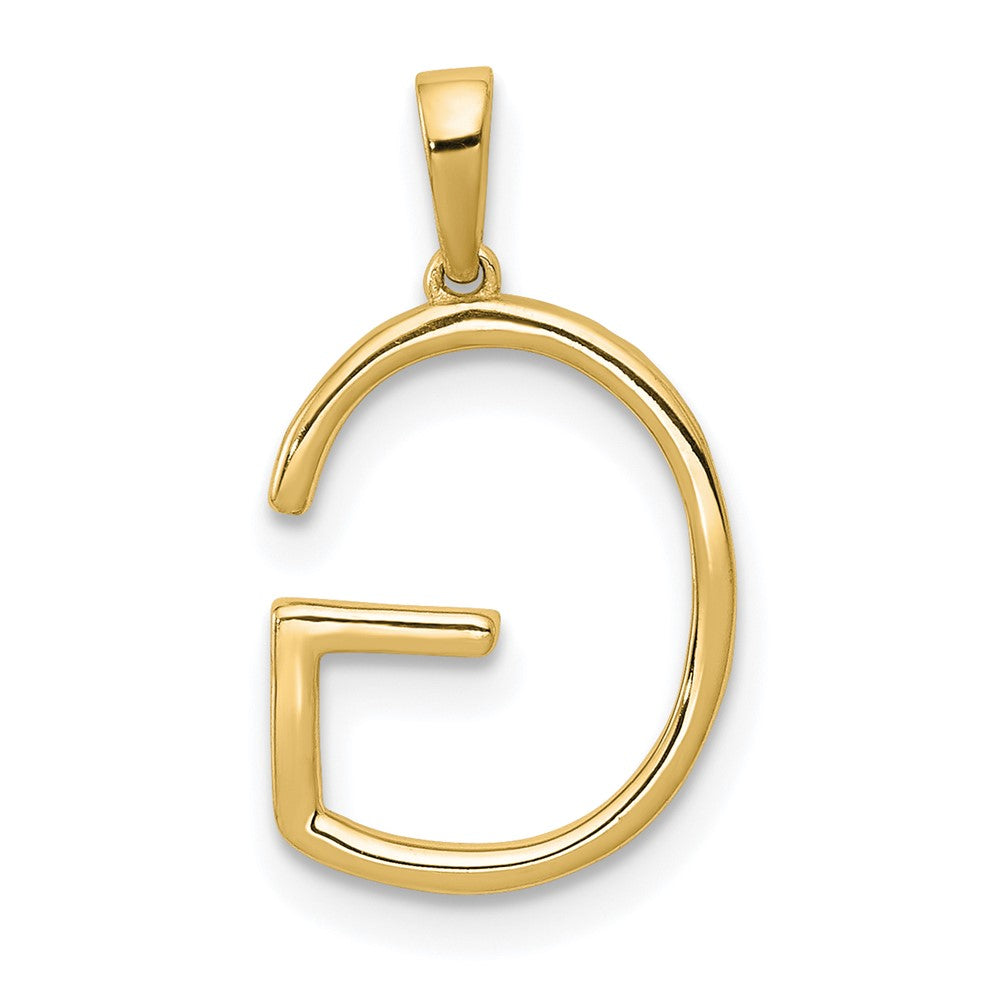 14K Yellow Gold Real Diamond Letter G Initial Pendant