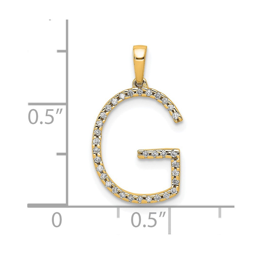 14K Yellow Gold Real Diamond Letter G Initial Pendant