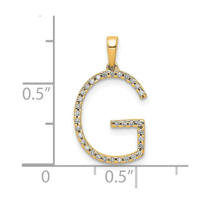 14K Yellow Gold Real Diamond Letter G Initial Pendant