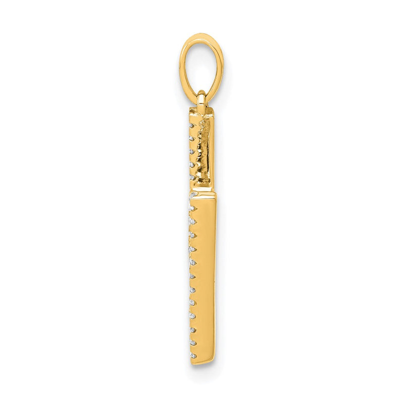 14K Yellow Gold Real Diamond Letter H Initial Pendant