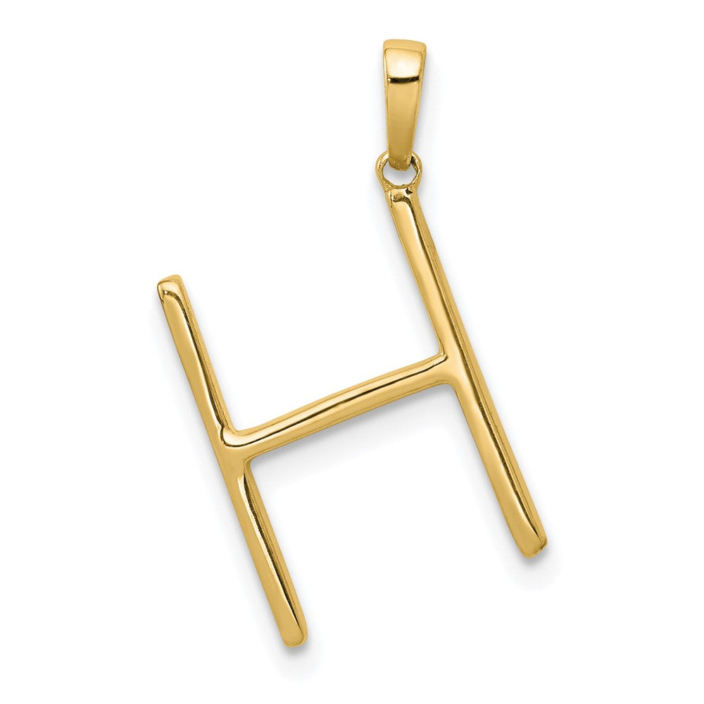 14K Yellow Gold Real Diamond Letter H Initial Pendant