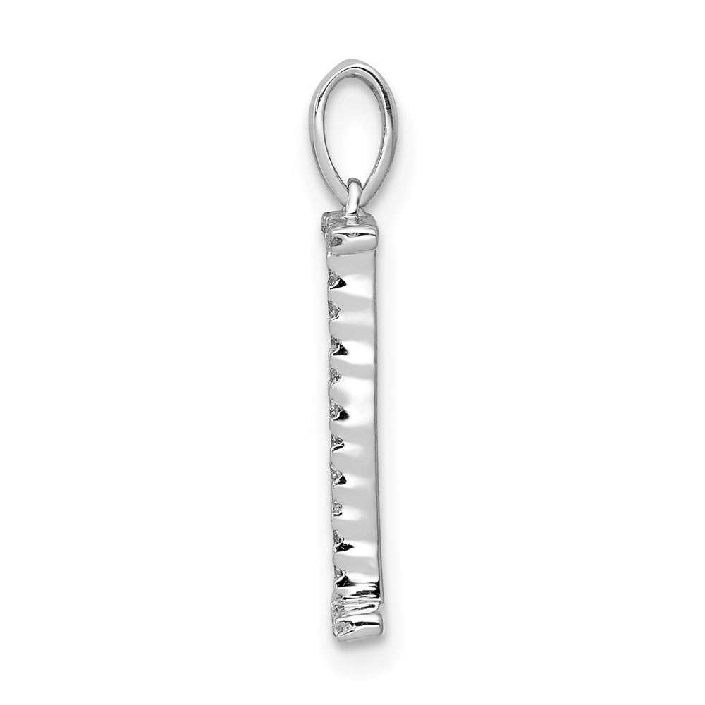 14K White Gold Real Diamond Letter I Initial Pendant