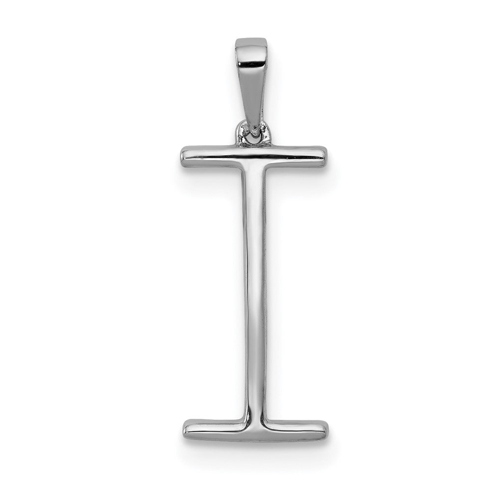 14K White Gold Real Diamond Letter I Initial Pendant