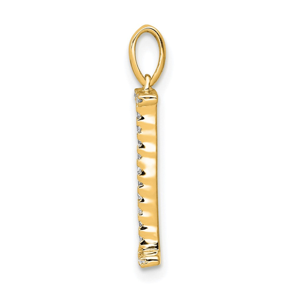 14K Yellow Gold Real Diamond Letter I Initial Pendant