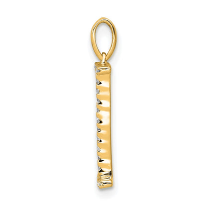 14K Yellow Gold Real Diamond Letter I Initial Pendant