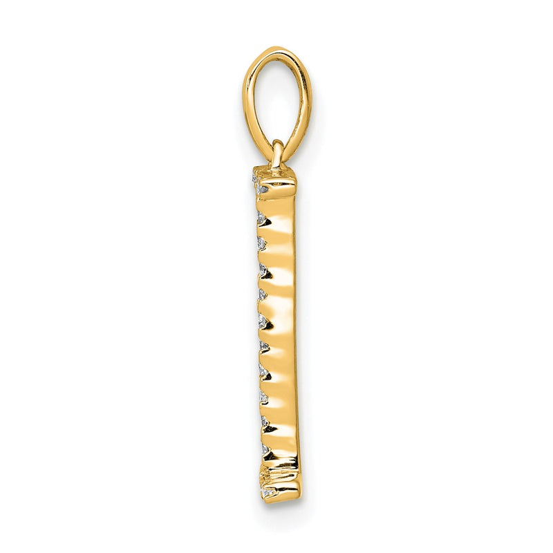 14K Yellow Gold Real Diamond Letter I Initial Pendant