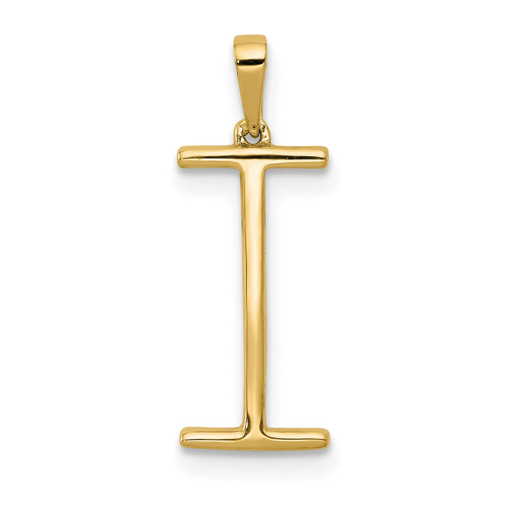 14K Yellow Gold Real Diamond Letter I Initial Pendant