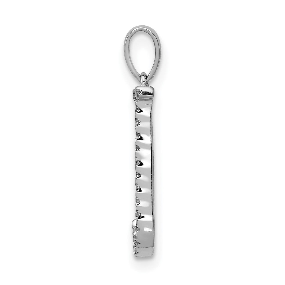 14K White Gold Real Diamond Letter J Initial Pendant