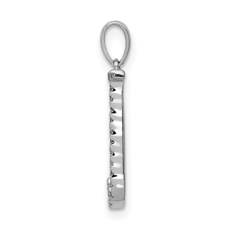 14K White Gold Real Diamond Letter J Initial Pendant