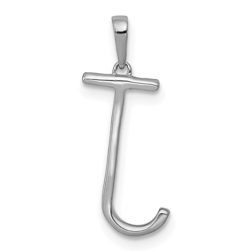 14K White Gold Real Diamond Letter J Initial Pendant