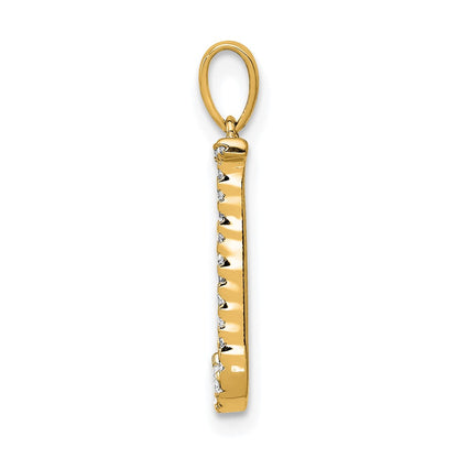 14K Yellow Gold Real Diamond Letter J Initial Pendant
