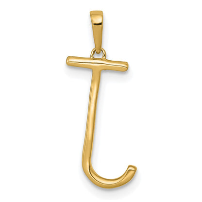 14K Yellow Gold Real Diamond Letter J Initial Pendant