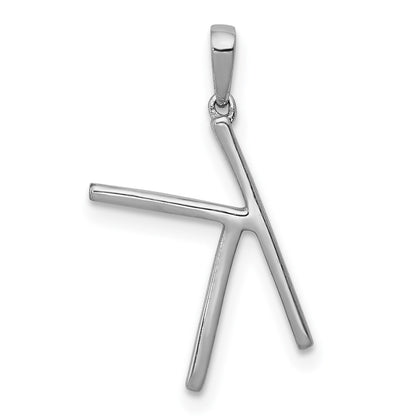 14K White Gold Real Diamond Letter K Initial Pendant