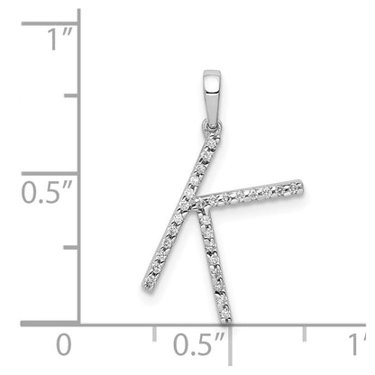 14K White Gold Real Diamond Letter K Initial Pendant