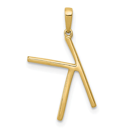 14K Yellow Gold Real Diamond Letter K Initial Pendant