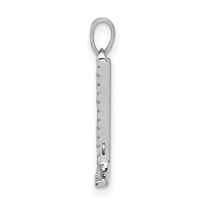 14K White Gold Real Diamond Letter L Initial Pendant