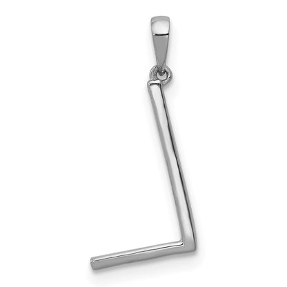 14K White Gold Real Diamond Letter L Initial Pendant