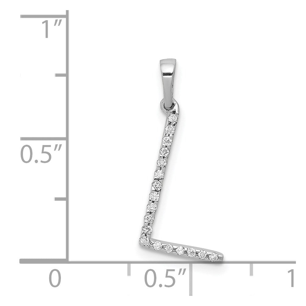 14K White Gold Real Diamond Letter L Initial Pendant