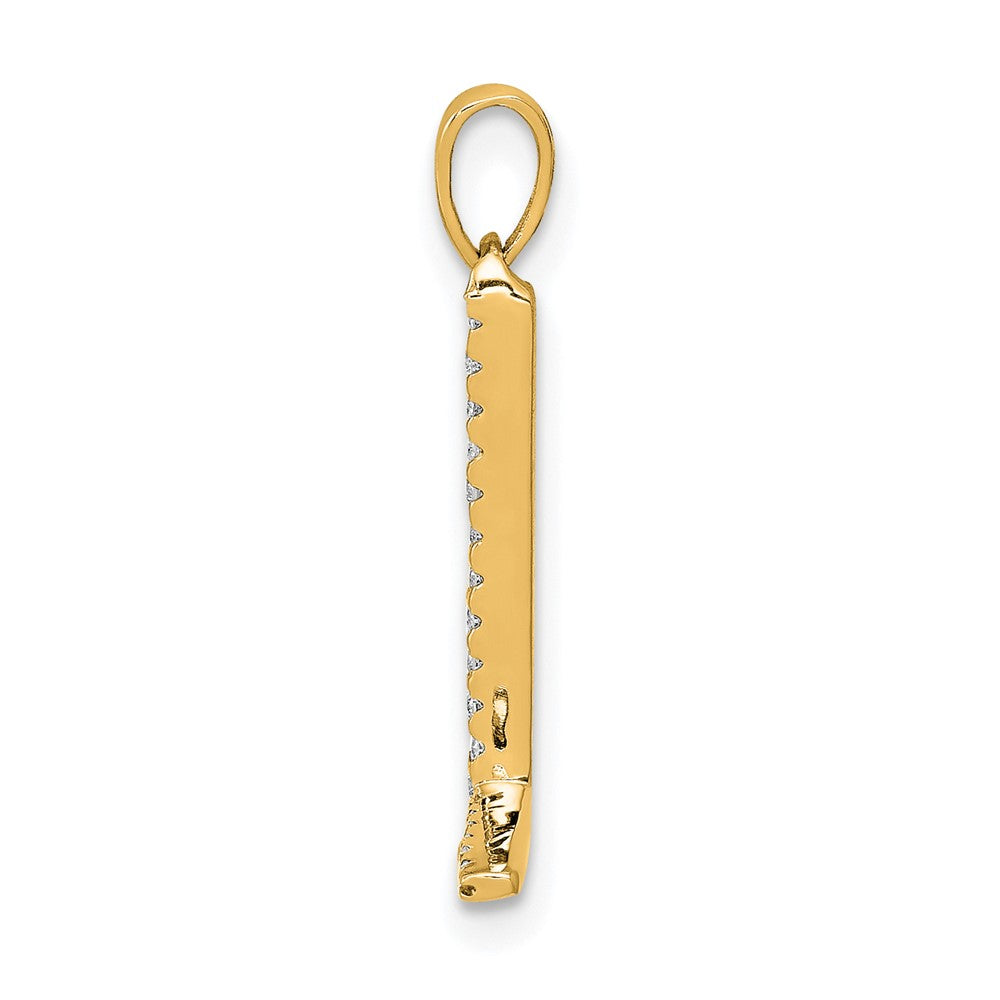 14K Yellow Gold Real Diamond Letter L Initial Pendant
