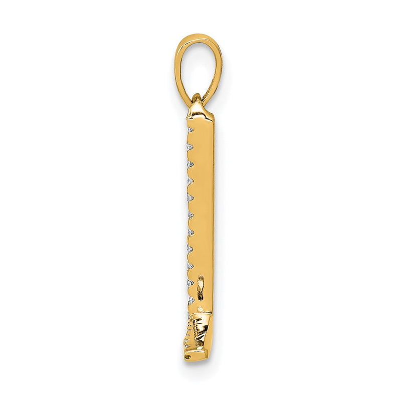 14K Yellow Gold Real Diamond Letter L Initial Pendant