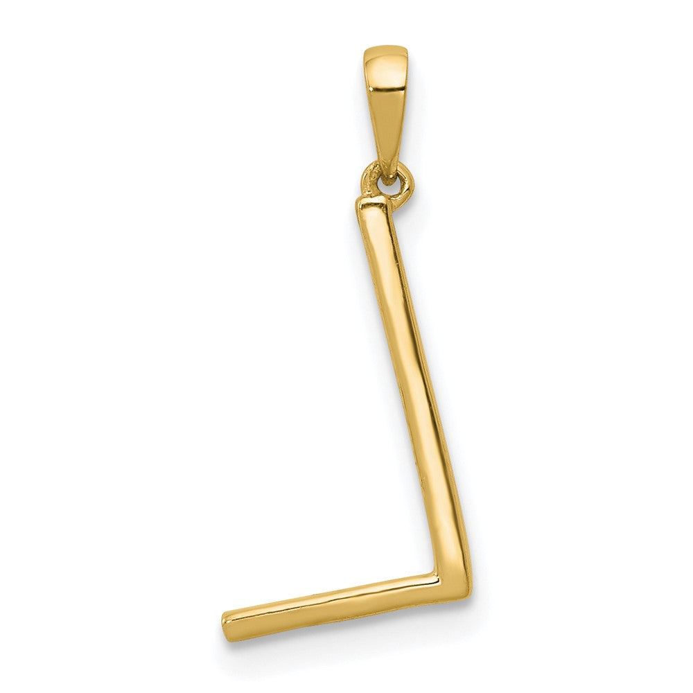 14K Yellow Gold Real Diamond Letter L Initial Pendant