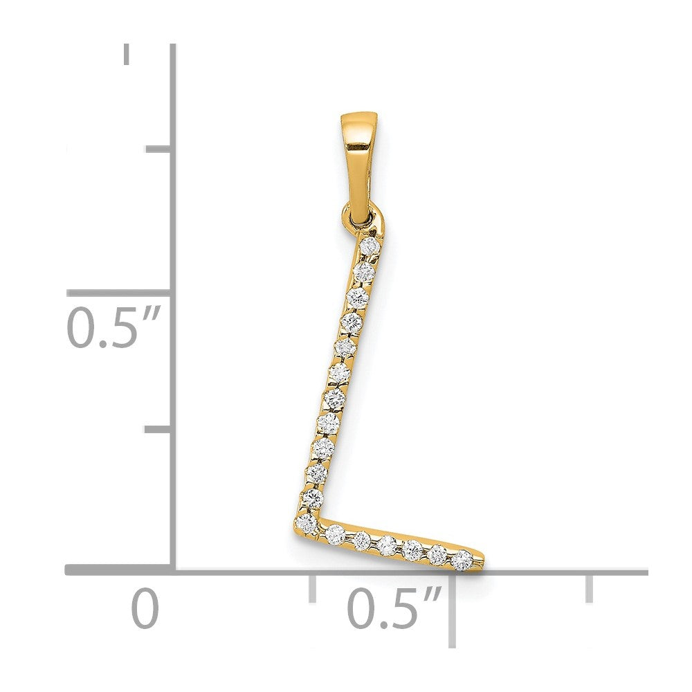 14K Yellow Gold Real Diamond Letter L Initial Pendant