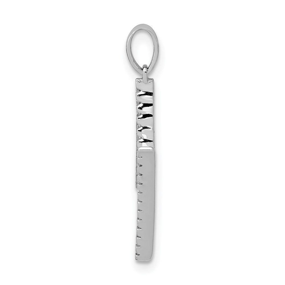 14K White Gold Real Diamond Letter M Initial Pendant