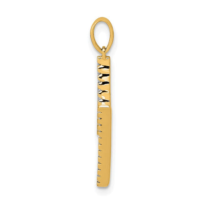 14K Yellow Gold Real Diamond Letter M Initial Pendant