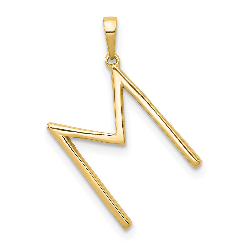14K Yellow Gold Real Diamond Letter M Initial Pendant