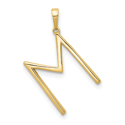 14K Yellow Gold Real Diamond Letter M Initial Pendant