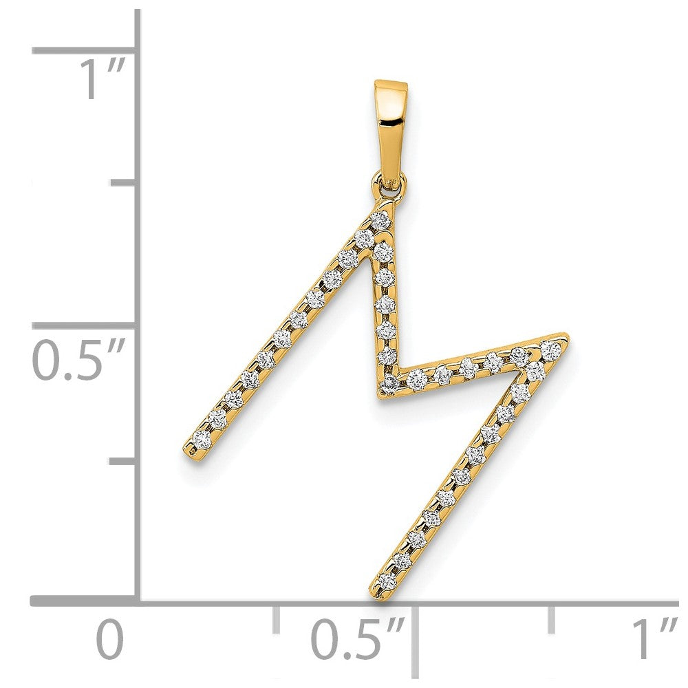 14K Yellow Gold Real Diamond Letter M Initial Pendant