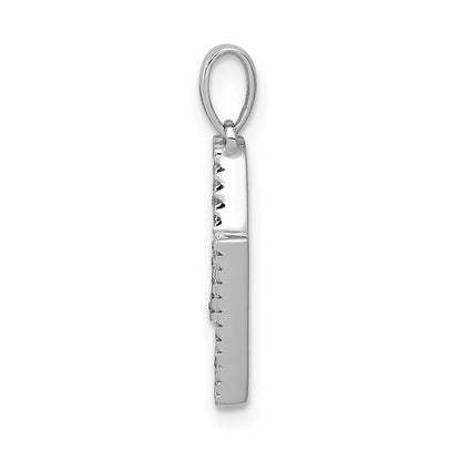 14K White Gold Real Diamond Letter N Initial Pendant