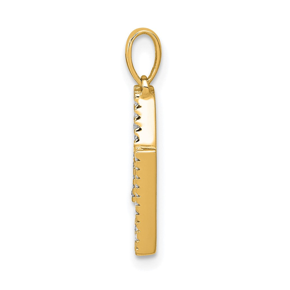 14K Yellow Gold Real Diamond Letter N Initial Pendant