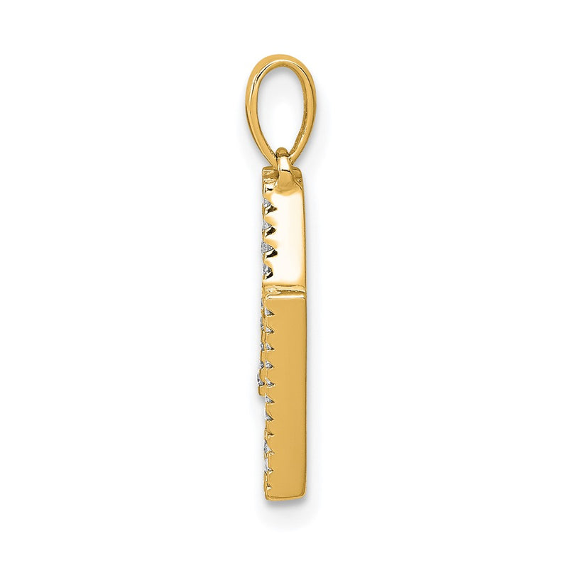 14K Yellow Gold Real Diamond Letter N Initial Pendant