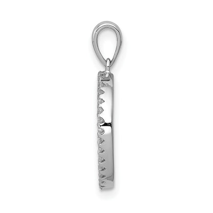 14K White Gold Real Diamond Letter O Initial Pendant