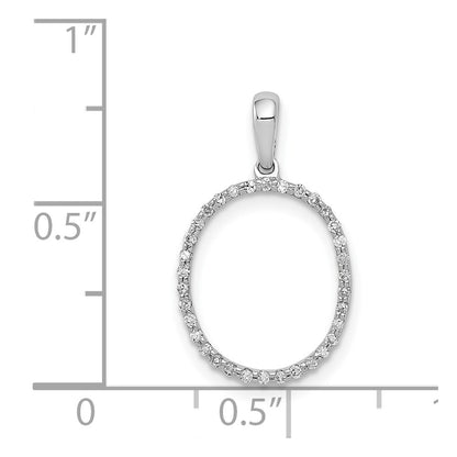 14K White Gold Real Diamond Letter O Initial Pendant