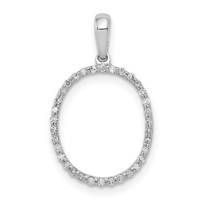 14K White Gold Real Diamond Letter O Initial Pendant