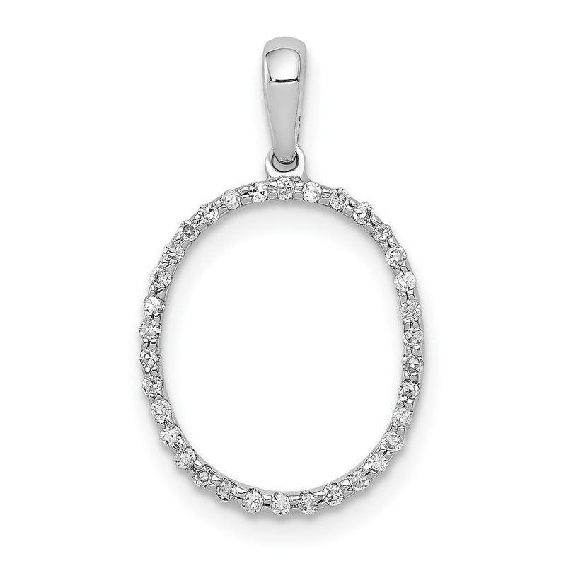 14K White Gold Real Diamond Letter O Initial Pendant
