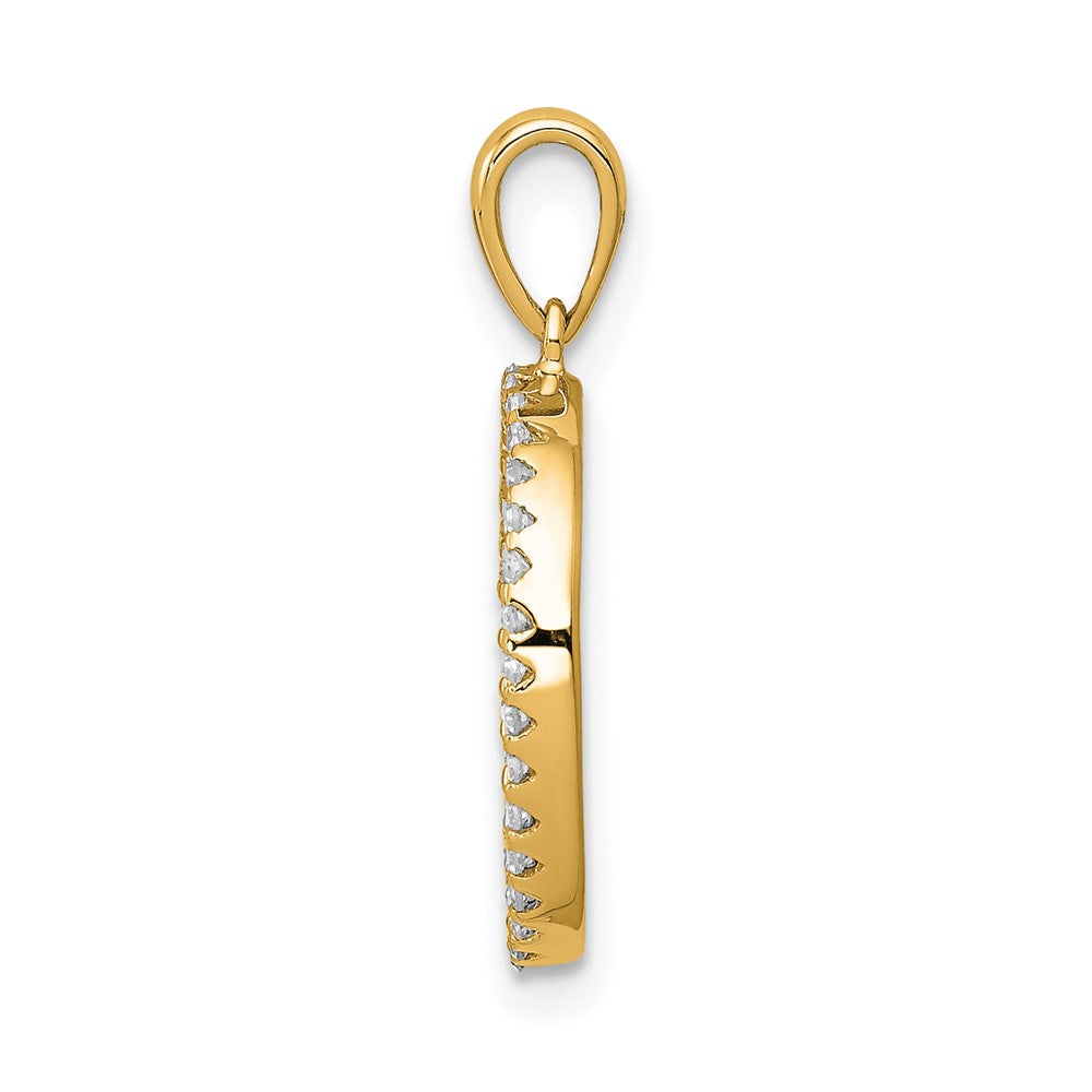 14K Yellow Gold Real Diamond Letter O Initial Pendant